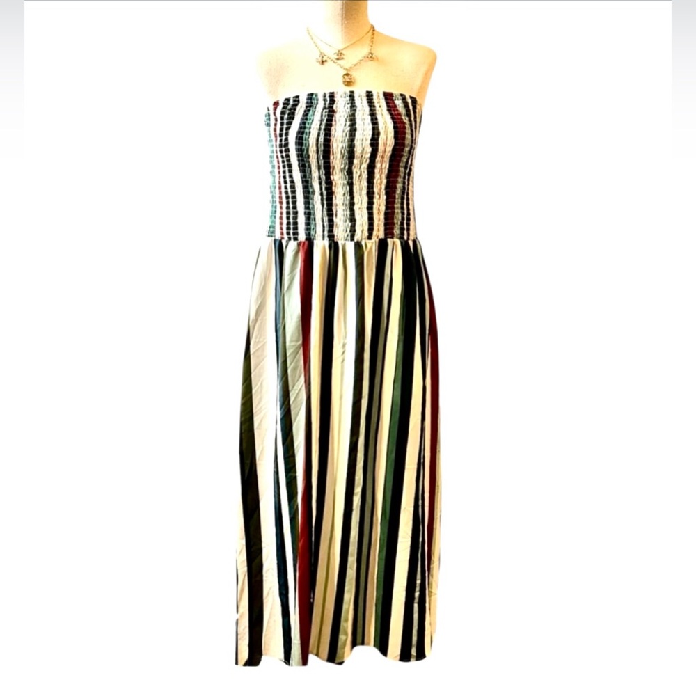 Boho Style Striped Strapless Sundress for Casual Occasions